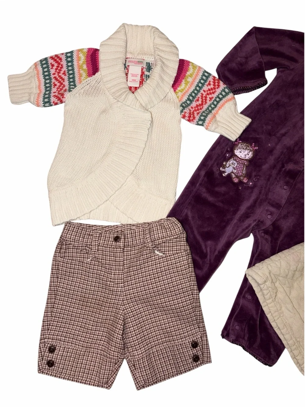 Y2K Baby Gap Carter’s Girls 12-18M 4pc Fall Bundle Houndstooth Cable Knit Preppy